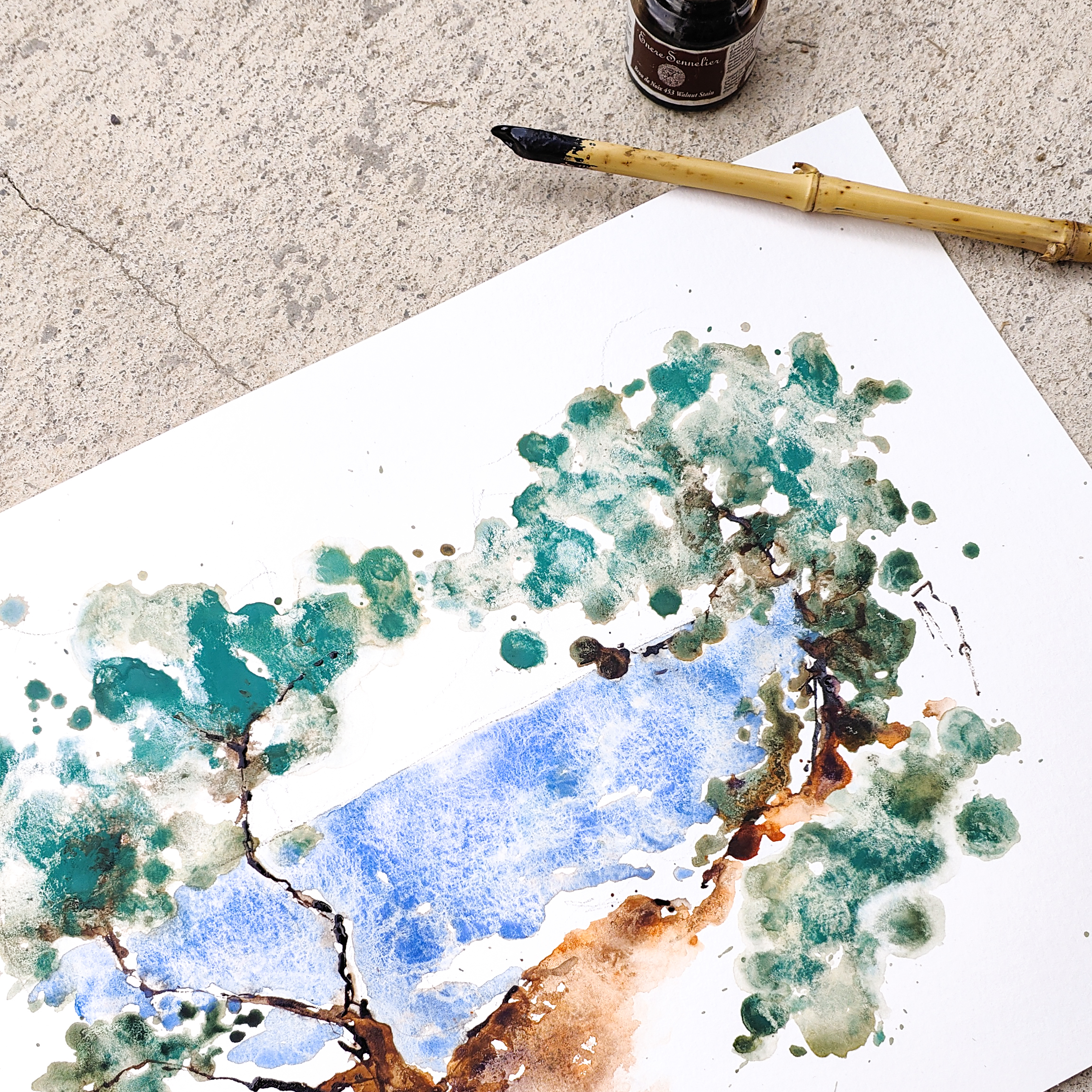 Aquarelle garrigue
